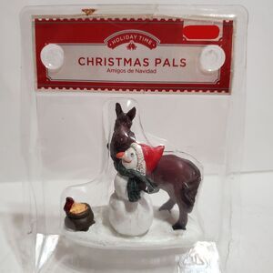 Holiday Time Christmas Pals Horse w/ Snowman and Bird Christmas Village Figurine